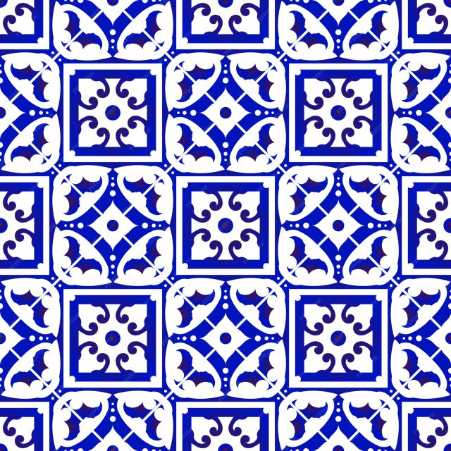 Azulejo blanco y azul