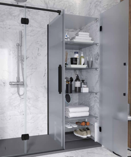 Ducha con espacio de almacenaje