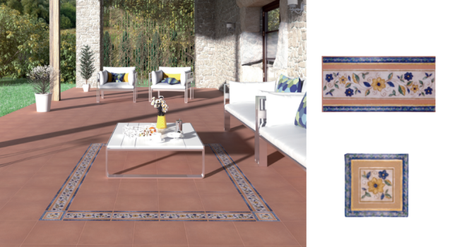 Terraza con porcelánico y azulejos