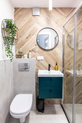 Baño pequeño con textura