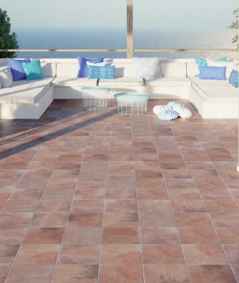Terraza con suelo porcelánico